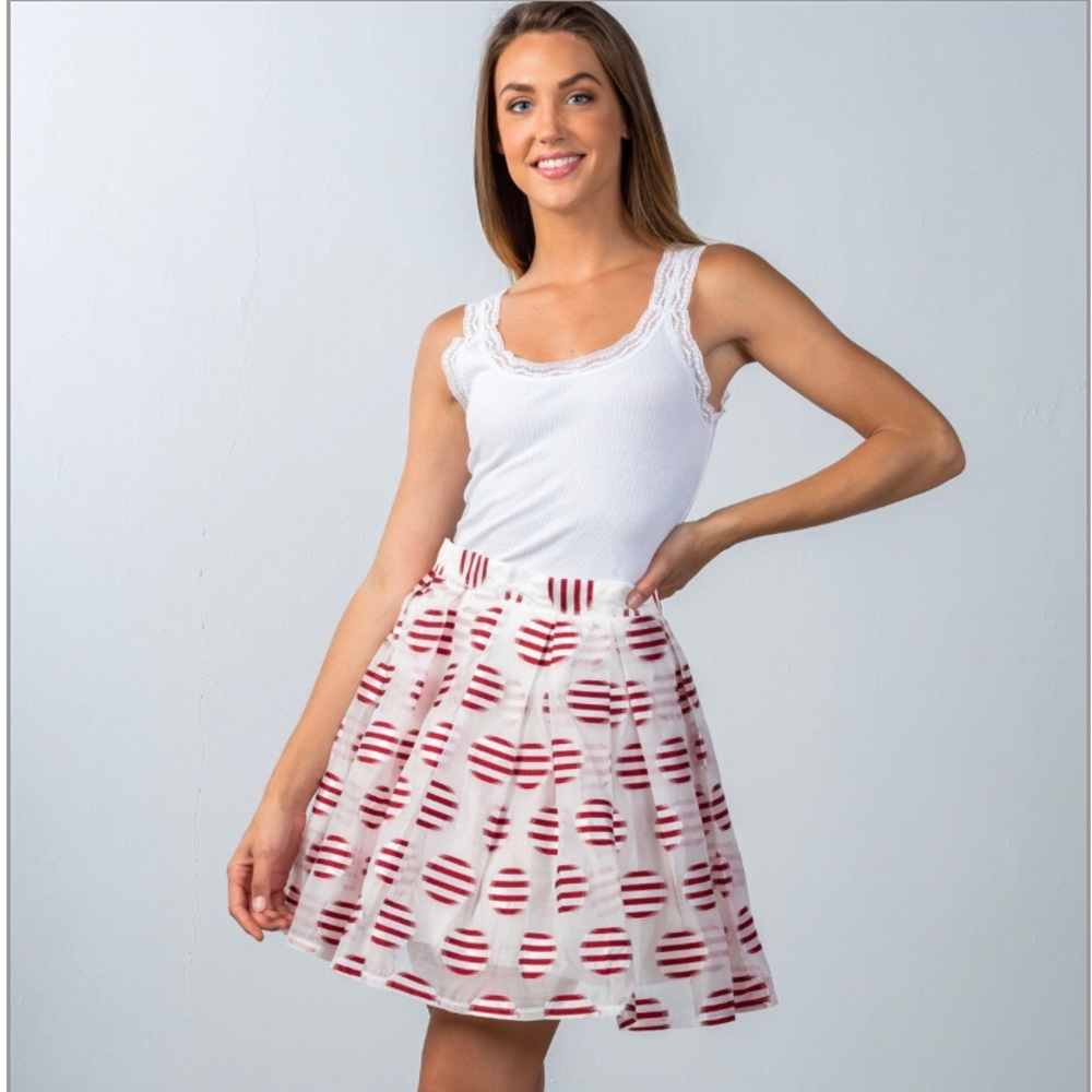🎊Host pick🎊❣️Red striped polka dot mini skirt❣️